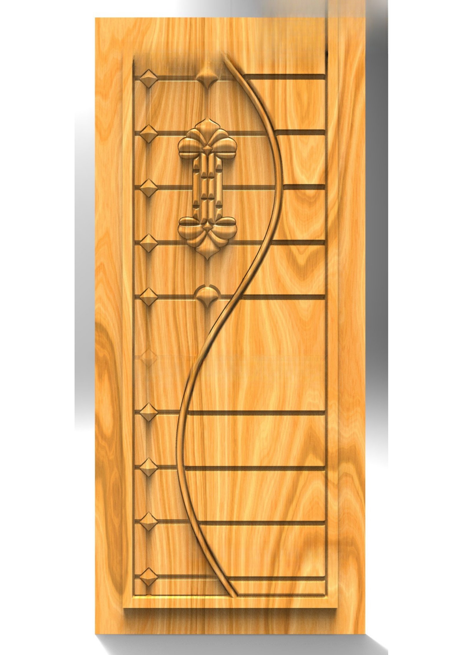 GSK NEW YEAR DOORS - PAGE-21 Modern S-Curve Geometric Wood Carving Door 3D Model